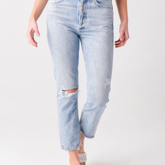 Agolde Denim - Agolde Riley High Rise Straight Crop in Shatter, size 29.